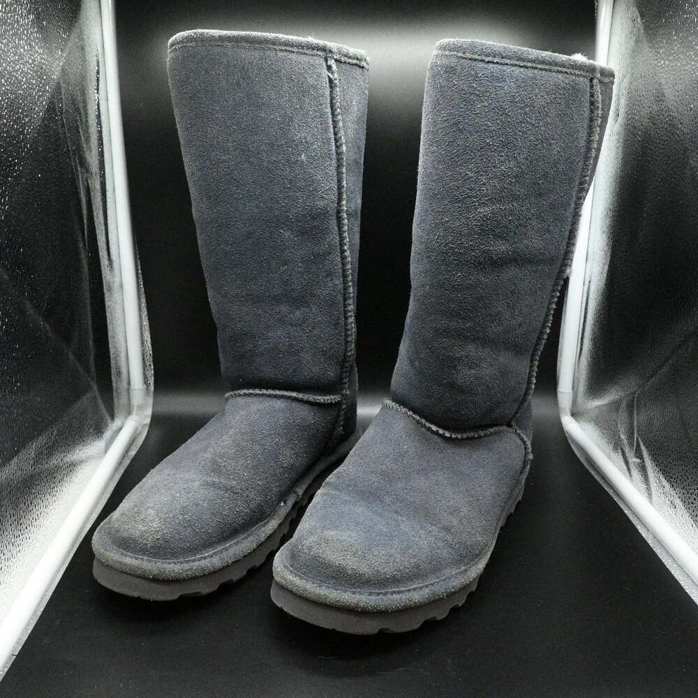 Bearpaw Elle Tall Women's Boots Size 9 Charcoal Gray Suede Sheepskin Winter Cozy